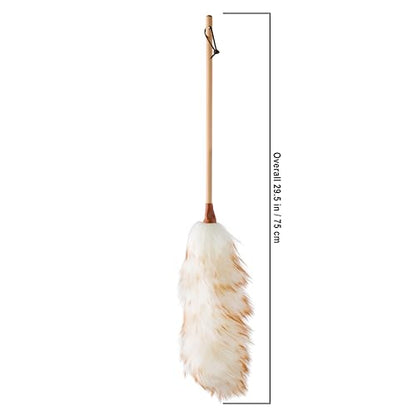 Redecker Lambswool Duster, Natural Magnet for Dust and Fine Particles, Cleans Without Scratching, Untreated Lambswool and Untreated Wooden Handle, 27-1/2 inches, Made in Belgium - size: 27-1/2-Inches