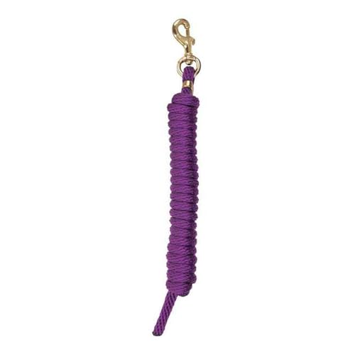 Reinsman Deluxe All-Around Lead Rope for Horse with 10" Heavy-Duty Bolt Snap and Clamp | Stain and UV Resistant | Brass Hardware | Polypropylene Blend for Flexibility and Durability, Purple - color: Purple