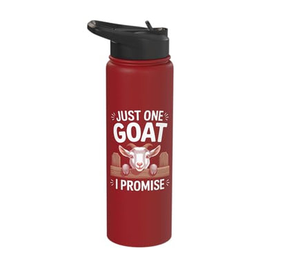Just One Goat I Promise Cute Coat Pygmy Goat Farmer Stainless Steel Insulated Water Bottle - color: Red