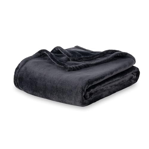 Berkshire Blanket Classic VelvetLoft® Solid Bed Blanket,Twin Size Bed Blanket,Lightweight Soft Fuzzy Plush Blanket for Bed and Couch,Black,60x92 Inches - color: Black, size: Twin/Twin XL
