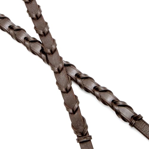 Jeffers Uniquely English Leather Laced Reins for Horses, Havana 54" - Adjustable Premium Reins for Equestrian Riding, Jumping, Saddle, Bridle, Training, English Horse Tack