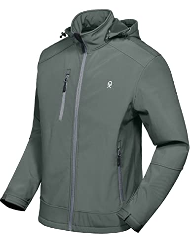 Little Donkey Andy Men’s Removable Hood Softshell Fleece Jacket - color: A.gray, size: Small