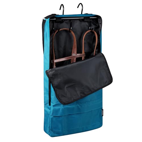 Harrison Howard Bridle/Halter Bag – Waterproof 600D Horse Tack Storage, Hanging Organizer with Multi-Hook Design, Protects Bridles & Reins-Teal - color: Teal