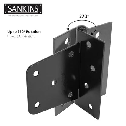 3-1/2" Heavy Duty Gate Hinges, Black Iron Door Hinges with Screws, Durable Gate Strap Hinges for Wooden Fences Gate Shed Barn Door, 2pcs