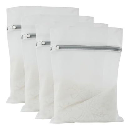 4 Pack Mesh Laundry Bags - Delicates Wash Bags for Bras, Lingerie and Lightweight Blouses, Reusable Laundry Bags with Durable Zippers for Home, College, Dorm, 12 x 16 Inch - size: Medium