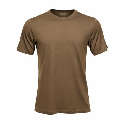 SHEEP RUN Men's Merino Wool Lightweight Hiking Running Workout Breathable Base Layer T Shirt - color: Dark Camel, size: XX-Large