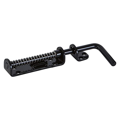 National Hardware Spring Loaded Heavy Duty Sliding Door Bolt, Steel, Black - color: Black