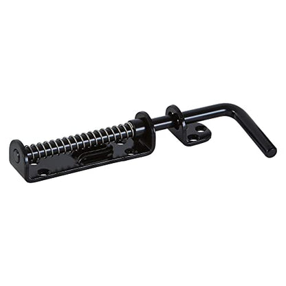 National Hardware Spring Loaded Heavy Duty Sliding Door Bolt, Steel, Black - color: Black
