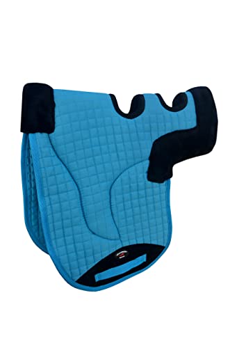 Horse Contoured Fleece Lined Quilted English Saddle Pad Black 72153 - color: Turquoise