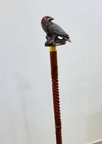 Handmade Solid Brass Head Handle Vintage Style Antique Wooden Walking Stick Cane Gift (3 Fold Wooden Walking Cane) - style: Bald eagle walking stick