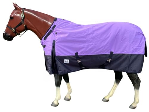 1200 Denier Super Heavyweight Waterproof Turnout Blanket w/Adjustable Neck - color: Amethyst Orchard - Black, size: 63