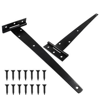 Murtenze 12 Inch T-Strap Barn Door Hinges, Black, 2PCS - color: Black, size: 12 Inch - 2Pack