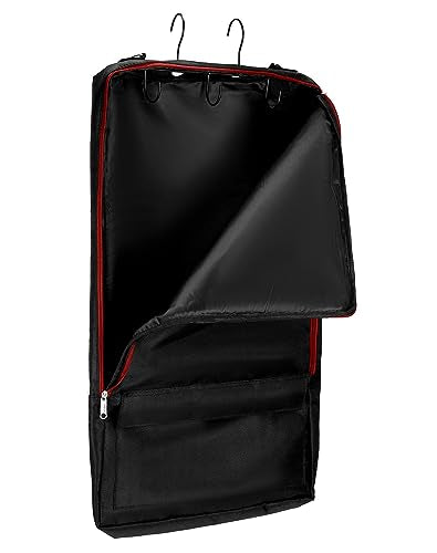 QWORK Bridle Bag with Hooks, Horse Harness Bag, Horse Tack Carry Bag, with 3 Prong Tack Rack, Black