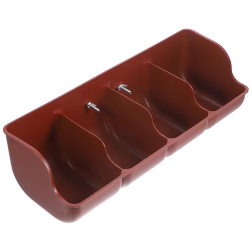 DOITOOL Pig Feeder 4 Compartment Pig Trough Plastic Fence Goat Feeder Livestock Feeding Container Pets Animal Farm Supplies - color: Brown, size: 46x14cm