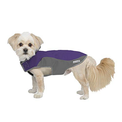 Jacket for All Dogs, Fleece-Lined, Waterproof Doggie Vest, Reflective Pet Parka (X-Small, Purple and Grey) - color: Purple/Grey, size: X-Small