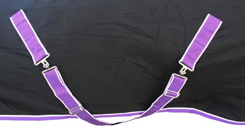 Challenger Horse Sheet Polar Fleece Cooler Exercise Blanket Wicks Moisture 4391N - color: Black / Purple-White Trim, size: 70 inches