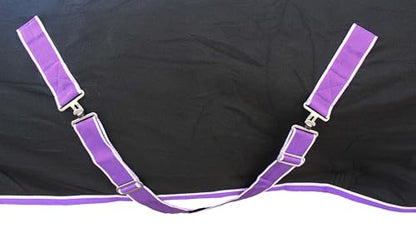Challenger Horse Sheet Polar Fleece Cooler Exercise Blanket Wicks Moisture 4391N - color: Black / Purple-White Trim, size: 70 inches