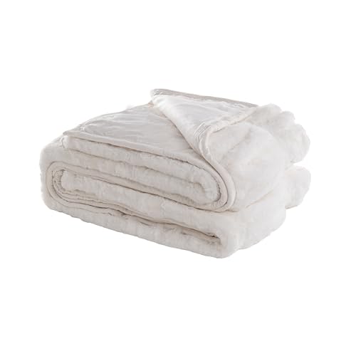 Mon Chateau 60" x 70" Hearthside Faux Fur Throw Blanket, Winter Cream | Cozy Layer Comfort For Couch, Bed Or Chair. Lightweight Polyester Fabric With Easy Machine Wash Care - color: Winter Cream