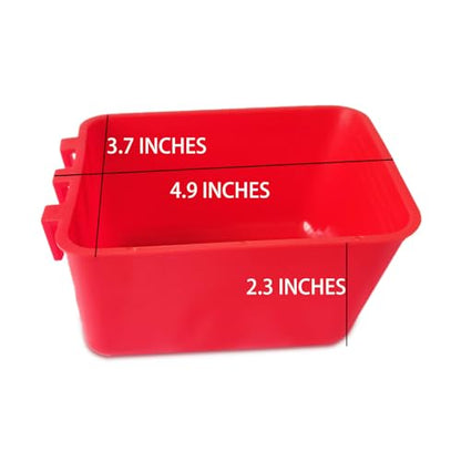 Pack of 10 Cage Cups Birds Feeders Seed Bowl Chicken Feeding Watering Dish Rabbit Water Food Hanging Wire Cages Box 8 oz Coop Cups for Pet Parrot Parakeet Game Fowl Poultry Pigeon - color: Red Square 10 packs 16oz
