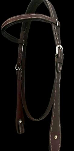Majestic Ally Padded Leather Brow Band Headstall for Horses - color: Oil Brown