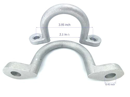 2" I.D Aluminum Trailer Tie Down D-Ring (2-Pack) - Bolt-On Lashing Rope Ring for Horse, Cargo & Utility Trailers, RV, Camper, Boat - Heavy Duty Tie Down Anchor Loop