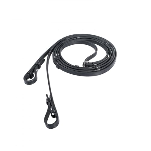 Horze Laelia Leather Reins with Stops - Black - Horse - size: Horse