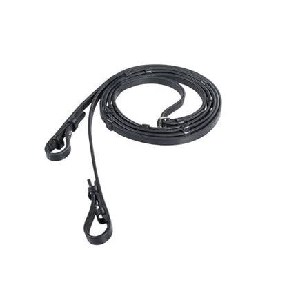 Horze Laelia Leather Reins with Stops - Black - Horse - size: Horse