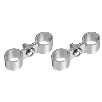 HARFINGTON 2pcs Chain Link Fence Panel Clamps 11/16" Stainless Steel Dog Kennel Clamps Fence Connector Temporary Dog Cage Hardware Parts with Bolts and Nuts for Round Pipe Panel - size: 11/16"