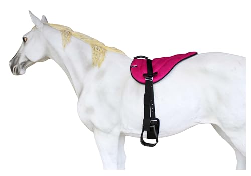 CHALLENGER Western Lightweight Neoprene Padded Bareback Saddle Pad with Stirrups & Cinch – Contoured Synthetic Suede Top, Non-Slip Neoprene Bottom – 23" x 30" - color: Magenta