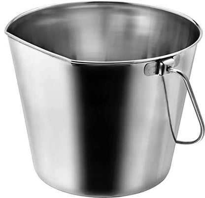 Indipets Stainless Steel Bucket For Pets (6-Quart) – Flat Back Pail w/out Hooks – Food & Water Pail For Cats & Dogs