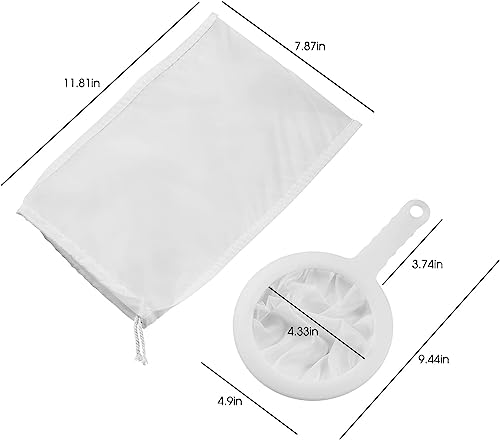 6 Pack - 200 Mesh Fine Mesh Strainer & Nut Milk Bags, Reusable Food Strainer - Food Grade BPA-Free - Ultra Strong Fine Nylon Mesh - Nutmilk, Juices, Cold Brew, Tea Coffee, Juice Soy
