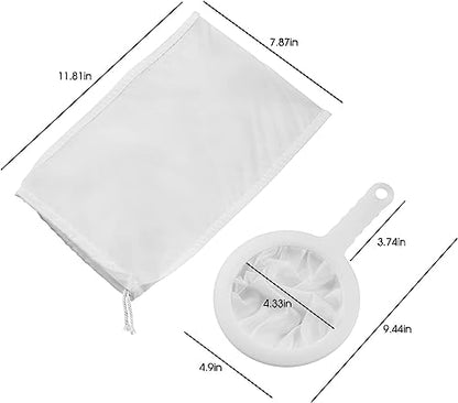 6 Pack - 200 Mesh Fine Mesh Strainer & Nut Milk Bags, Reusable Food Strainer - Food Grade BPA-Free - Ultra Strong Fine Nylon Mesh - Nutmilk, Juices, Cold Brew, Tea Coffee, Juice Soy