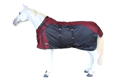 Challenger 1200D Horse Turnout Waterproof Heavy Weight Winter Blanket 5EE20BG - color: Burgundy/Black, size: 74 inches