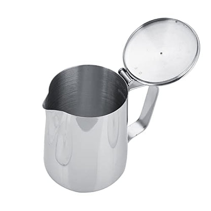 Milk Frother Cup, Stainless Steel Milk Frothing Pitcher, Milk Frothing Jug with Lid and Handle, Frothing Cup Pitcher, Coffee Frothing Mug for Office Home Kitchen (350ml) - size: 11.8 Ounces