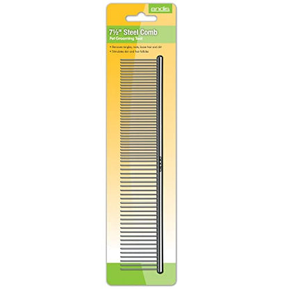 Andis 65730 Stainless-Steel Comb for Knots, Mats & Loose Hair Removal - Effective Dematting Tool, Comfortable, Lightweight, Portable & Safe for Dogs, Cats & Pets – Silver, 7-1/2-Inch - size: 7 1/2 Inch