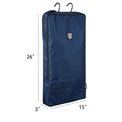 Harrison Howard Bridle/Halter Bag – Waterproof 600D Horse Tack Storage, Hanging Organizer with Multi-Hook Design, Protects Bridles & Reins-Navy - color: Navy