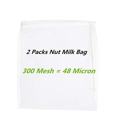 2 Pcs Premium Fine Mesh Food Grade Nut Milk Bag for Almond Milk/Soy Milk - Fine Mesh Nylon Cheesecloth & Cold Brew Coffee Filter, 9" x 12" (2, 300 Mesh)