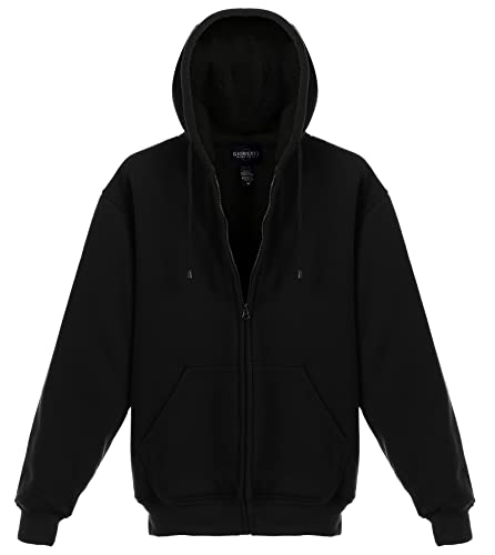 Gioberti Men's Soft Heavyweight Sherpa Lined Fleece Hoodie Jacket - color: Black B, size: Medium