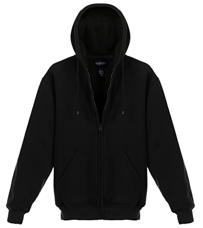 Gioberti Men's Soft Heavyweight Sherpa Lined Fleece Hoodie Jacket - color: Black B, size: Large