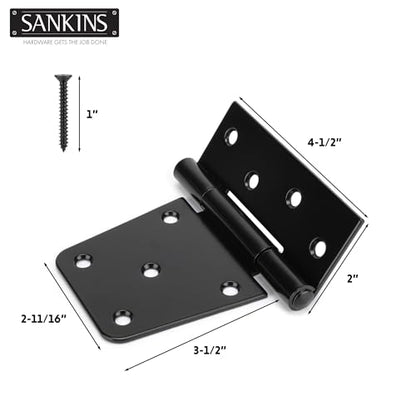 3-1/2" Heavy Duty Gate Hinges, Black Iron Door Hinges with Screws, Durable Gate Strap Hinges for Wooden Fences Gate Shed Barn Door, 2pcs