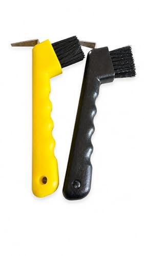 MPMH Super Horse Hoof Pick Brush Ergonomic Hoof Cleaner Portable Hoofpick for Horses with Durable Bristles & Comfortable Grip (Set of 2)