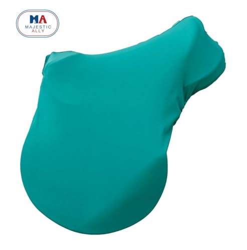 Majestic Ally English Saddle Cover with Adjustable Handle, 4-Way Stretch Spandex/Elastane Fabric, Multiple Colors (Turquoise) - color: Turquoise