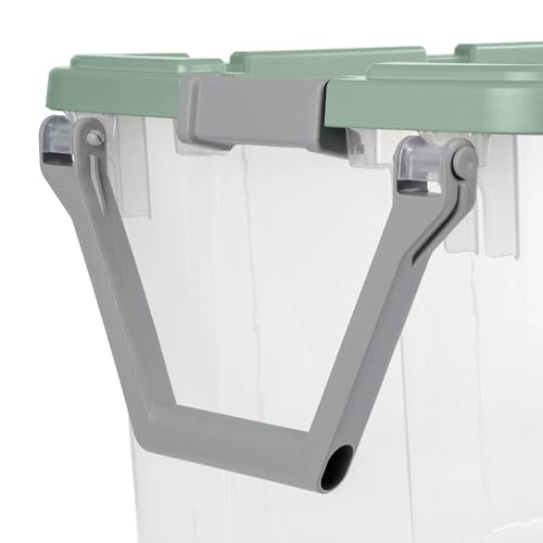 Extra Large Wheeled Storage Bin, 160 Quart (2 Pack) - Durable Clear Storage Container with Secure Latch Lid & Easy Pull Handle, Light Green