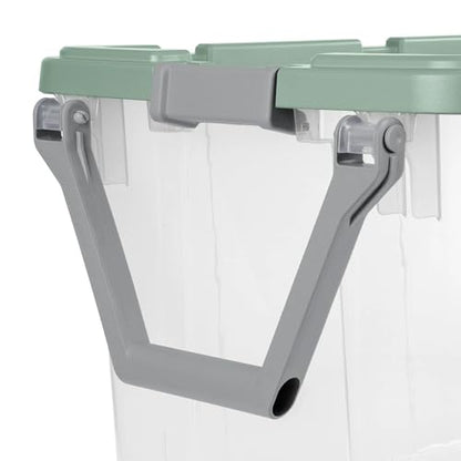 Extra Large Wheeled Storage Bin, 160 Quart (2 Pack) - Durable Clear Storage Container with Secure Latch Lid & Easy Pull Handle, Light Green