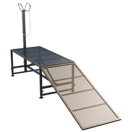 Metal Trimming Stand for Sheep Goat Milking Stand with a Ramp Livestock Stand with Adjustable Headpiece Goat Milking Stand for Clipping Hooves Black - color: Black + Ramp