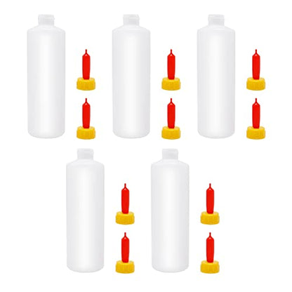 5-Pack 500ml Small Mouth Livestock Feeding Bottles with 10 Soft Silicone Teats for Lambs, Goats, Calves - Essential Farm Nursing Kit for Newborn Animals