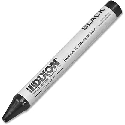 Dixon Long-Lasting Marking Crayons, 5", Black, Pack of 12 - color: Black