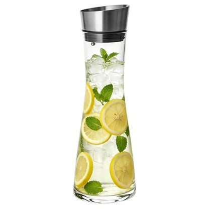 GLASKEY Glass Water Carafe with Lid, 33 oz Glass Water Jug, Dishwasher Safe, Borosilicate Glass Pitcher for Hot and Cold Water, Milk, Coffee and Homemade Drinks - size: 33.8 Ounces