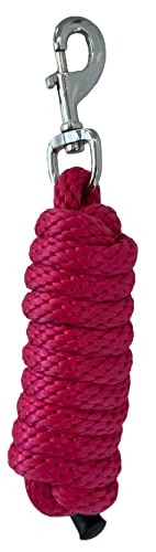 Nylon Horse Size Cowboy Knot Rope Halter with Beaded Cross Nose and Removable Lead - color: Pink