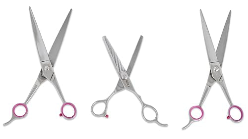 Geib Buttercut Dog Grooming Scissors, Stainless Steel Professional Dog Grooming Kit - Curved, Straight and Thinning Shears, 3 in 1 pet grooming kit - style: Gator Set